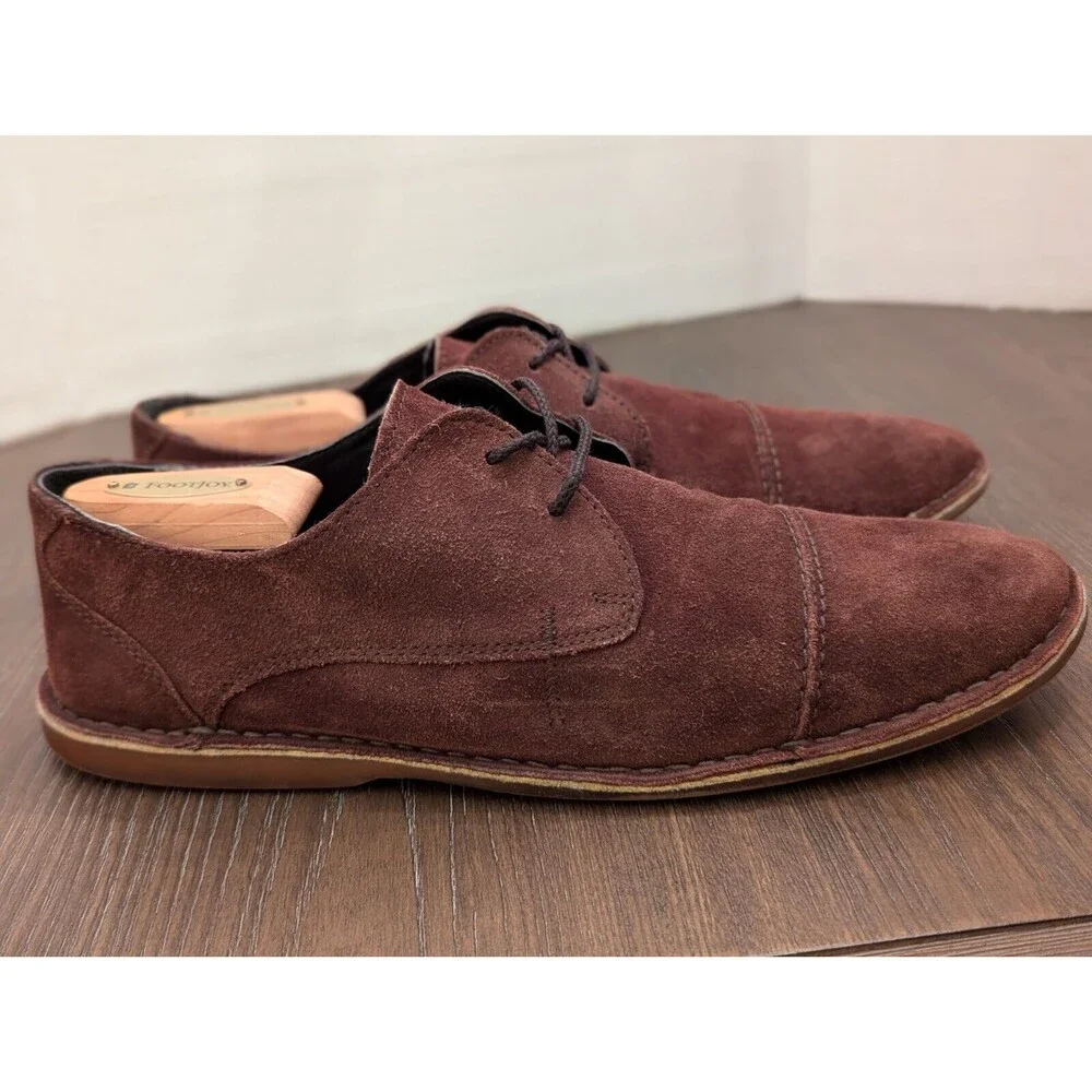 Vito Rossi Suede Loafers Mens 11 Brown Oxford Cap Toe Lace Up Espresso Brown